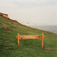 A sign warning of the cliff edge