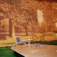 A chair on breeze blocks