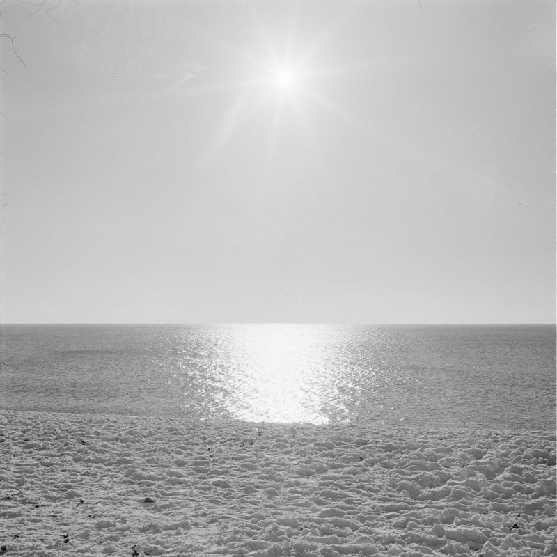 A snow covered beach